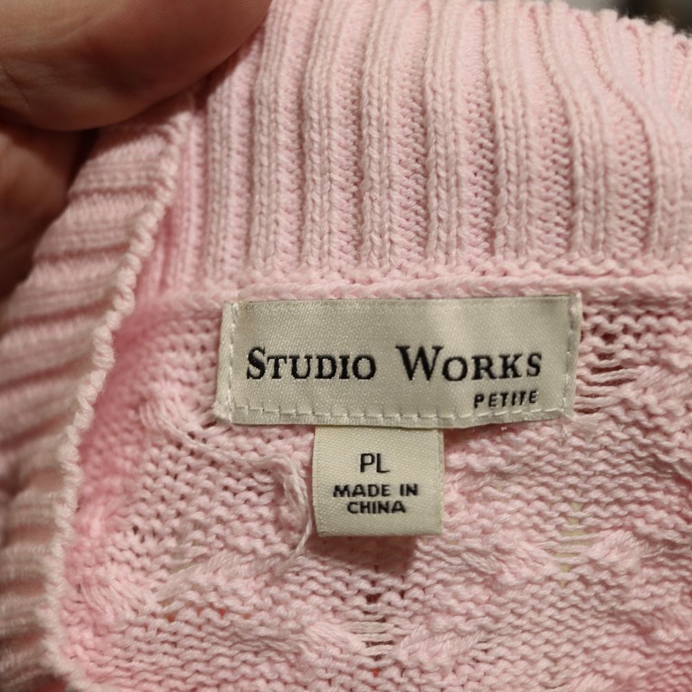 Studio Works Vintage Light Pink Scalloped Knit Mock Neck Pullover Sweater PL - Picture 9 of 11